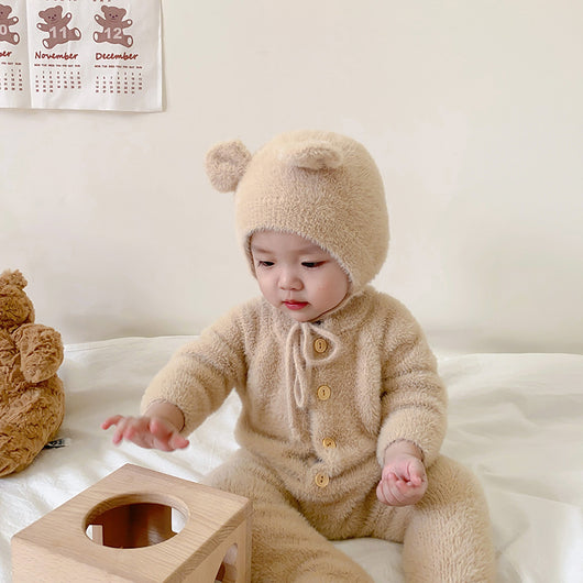 Pijama Enterizo de Bebé en Felpa Mink con Patrón Osito y Pies Cerrados - Image 12