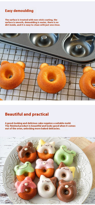Molde para Donas de Silicona con Diseños de Gato y Oso - Bandeja Antiadherente para Horno - Image 9