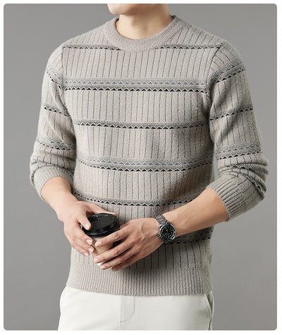 Suéter Grueso de Cuello Redondo para Hombre con Forro Polar y Textura de Visón Sintético - Image 36