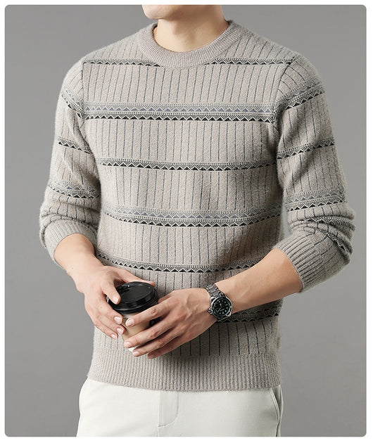 Suéter Grueso de Cuello Redondo para Hombre con Forro Polar y Textura de Visón Sintético - Image 36