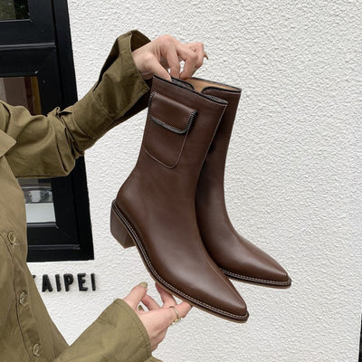 Botas Tobilleras Estilo Knight con Tacón Bajo y Cierre Lateral - Image 2