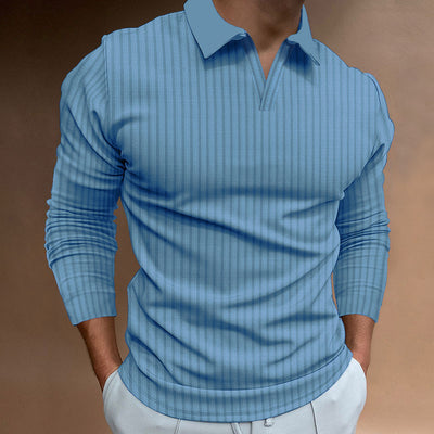 Camisa Casual Ejecutiva de Manga Larga con Solapa - Colores Sólidos para Hombre - Image 20