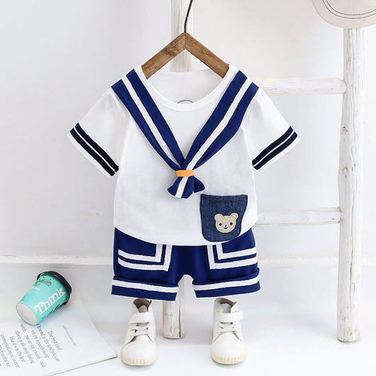 Conjunto Infantil Estilo Western Cuello Barco Manga Corta Verano - Image 7