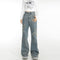 High-Waisted Spring Jeans with Draped Waist and Straight Flared Leg