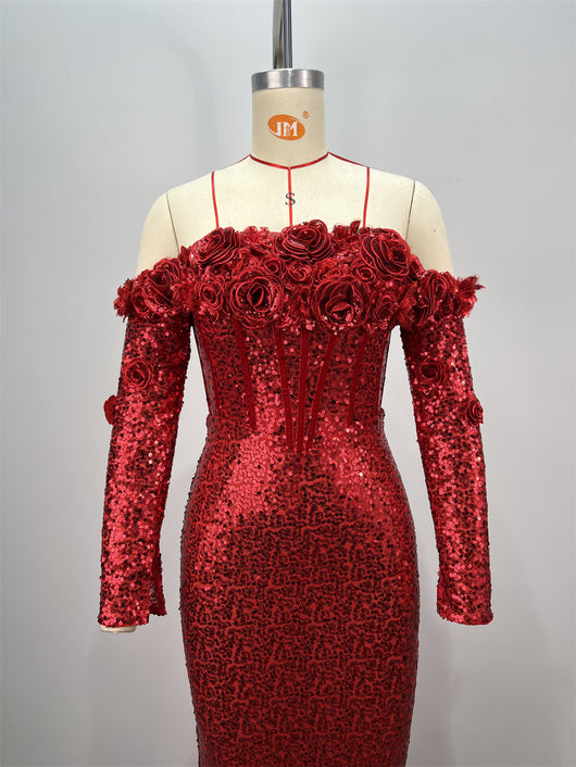 Vestido Largo Ajustado con Lentejuelas para Mujer - Image 10