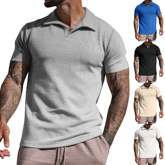 Polo Casual de Cuello V para Hombre - Colores Sólidos - Image 30