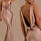 Vestido de Dama de Honor Sirena con Escote en V - Elegante Vestido de Satén para Bodas y Eventos Formales