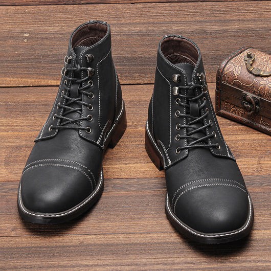 Botas de Cuero Vintage para Hombre - Estilo Casual - Image 18