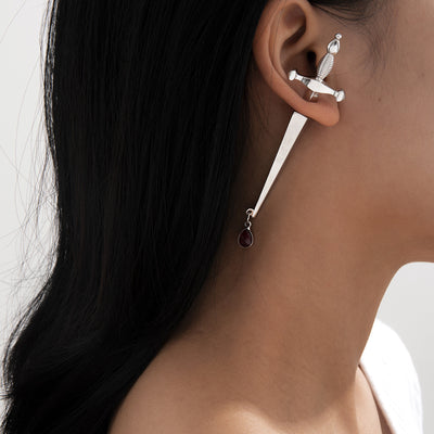 Aretes de Cruz con Gota Roja Estilo Hip Hop - Image 5