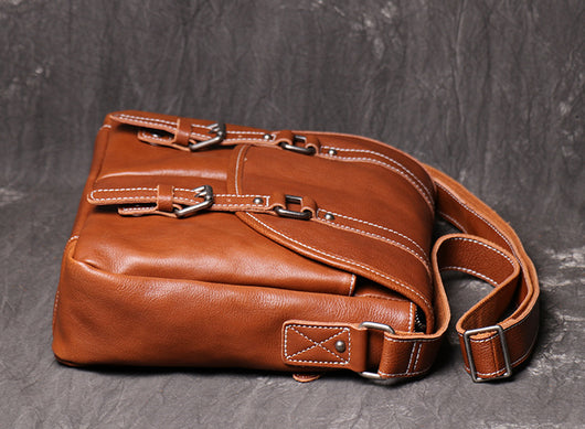 Bolso Bandolera de Cuero Genuino Gran Capacidad para Hombre - Image 9