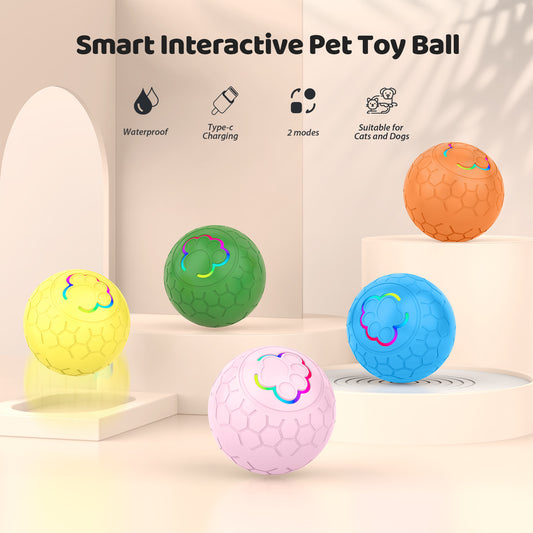 Orange electric intelligent remote control ball with a multicolor light-up paw print and hexagonal texture. - Image 2
