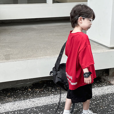Blusa Infantil Roja Manga Corta Holgada para Verano - Image 4