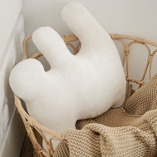 Almohada Decorativa Geométrica de Peluche Crema Premium