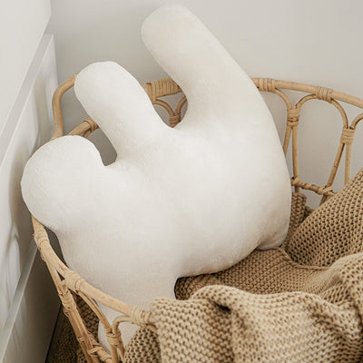 Almohada Decorativa Geométrica de Peluche Crema Premium