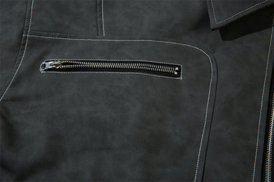 Chaqueta de Cuero PU Punk Desgastada para Hombre - Image 8