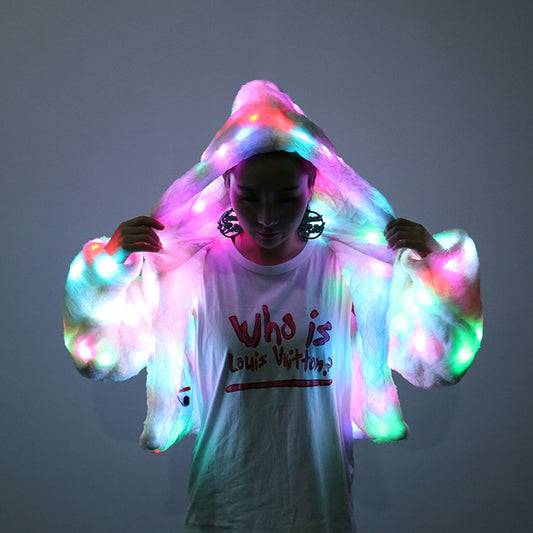 Chaqueta de Pelaje Sintético con Luces LED RGB Multicolor