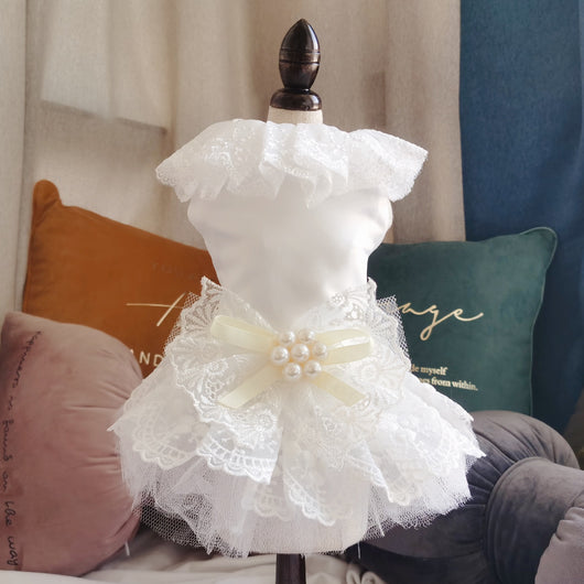Vestido de Novia Elegante para Perros - Falda Blanca Especial