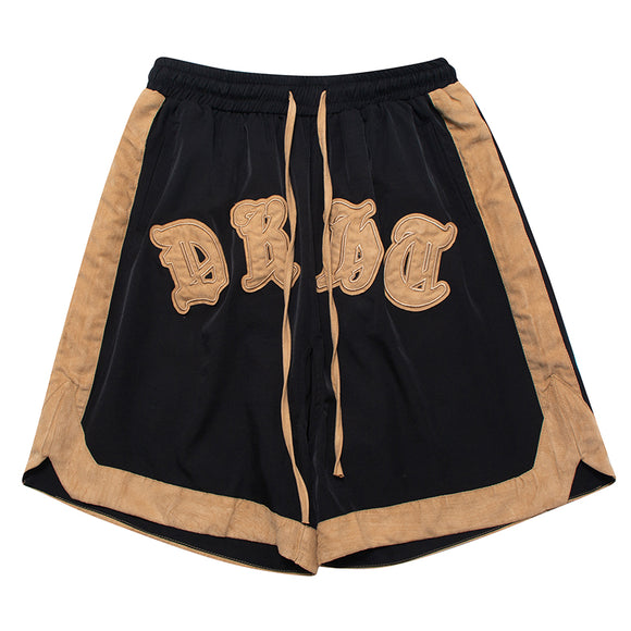 Shorts Góticos con Panel Bordado Estilo Urbano