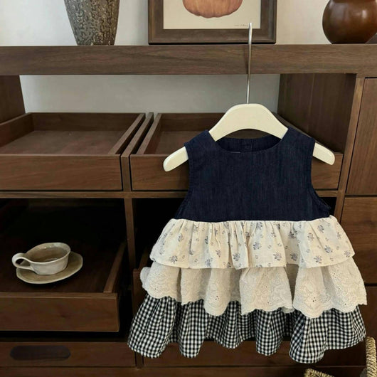 Vestido Bandage Denim con Detalles de Cuadros y Costura Decorativa - Image 3