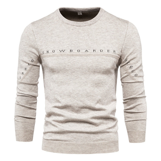 Suéter Tejido para Hombre con Bordado de Letras - Abrigo Base Versátil - Image 7