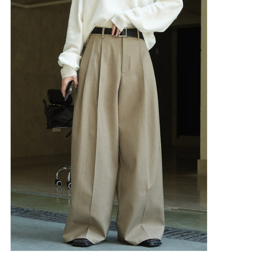 Pantalón de Traje Mujer con Pliegues 3D y Corte Holgado Elegante - Image 32