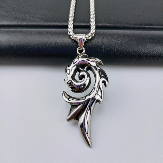 Collar Colgante Fénix de Fuego en Acero Titanio para Hombre - Image 2