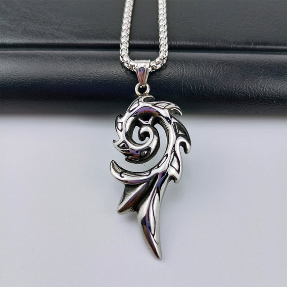 Collar Colgante Fénix de Fuego en Acero Titanio para Hombre