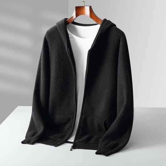 Cardigan de Lana con Cierre y Capucha para Hombre - Image 4