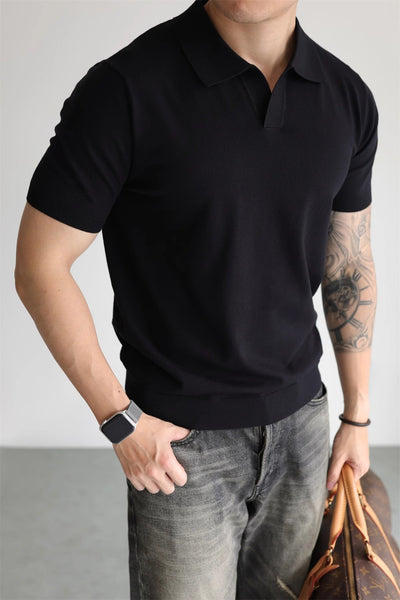 Suéter Tipo Polo de Seda Helada para Hombre - Diseño Sofisticado y Fresco - Image 12