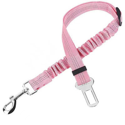 Black nylon automotive reflective webbing safety rope with a seatbelt buckle and a metal swivel snap hook. - Image 11