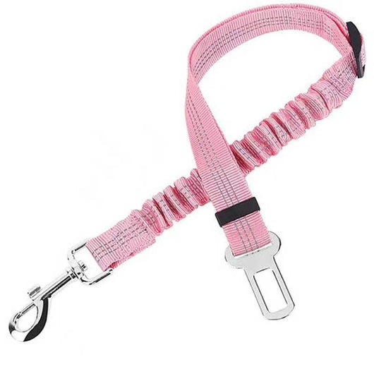 Black nylon automotive reflective webbing safety rope with a seatbelt buckle and a metal swivel snap hook. - Image 11