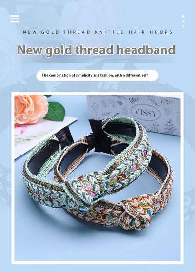Diadema Bohemia Tejida con Nudos de Tela - Image 16