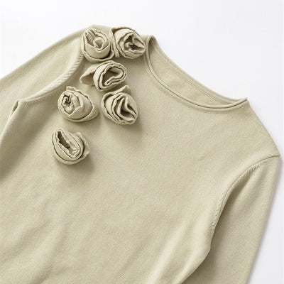 Suéter de Punto para Mujer con Cuello Redondo y Detalles Florales - Image 3
