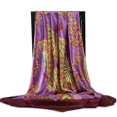 Abanico Retro Plegable 90cm con Pañuelo de Seda Simulada para Damas - Image 37