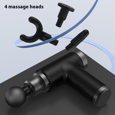 Black mini massage gun with a spherical head attachment and an LCD screen showing "32" with power and intensity buttons. - Image 4