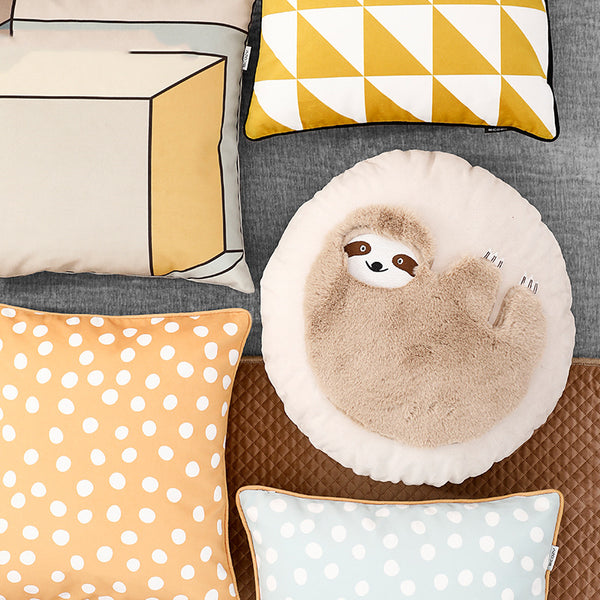 Funda de Almohada Infantil de Peluche - Diseño de Perezoso y Oveja