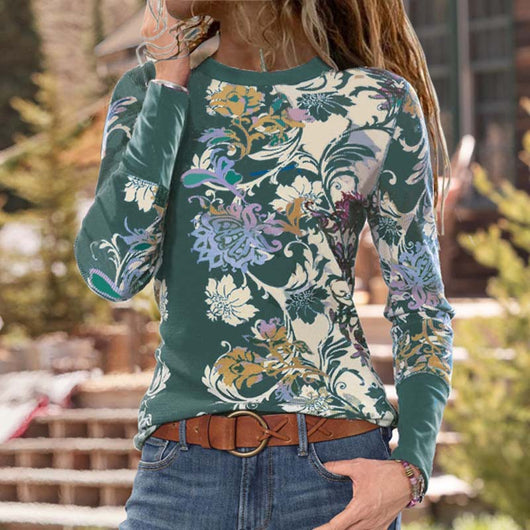Playera Manga Larga Cuello Redondo con Estampado para Mujer - Diseño Trendy - Image 4