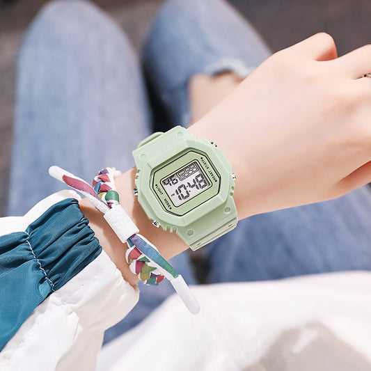 Reloj Deportivo Cuadrado Matcha Verde Estilo Coreano Mori College para Estudiantes