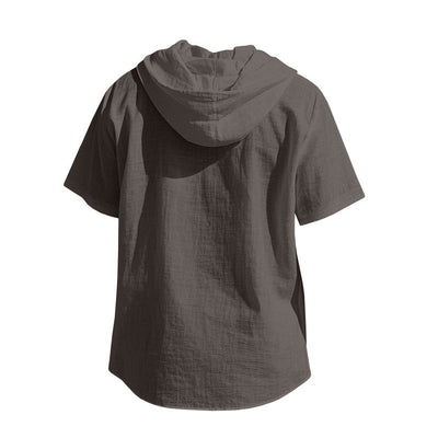 Camisa Suelta con Capucha y Manga Corta para Hombre - Image 22