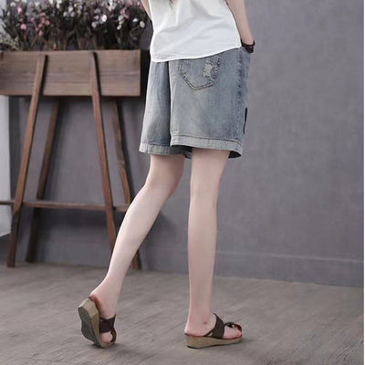 Pantalones Rectos Vintage con Cintura Elástica y Detalles Bordados Rotos - Image 8