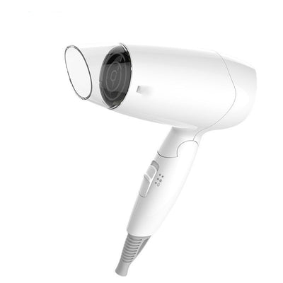 White compact hair dryer with a clear nozzle and control buttons on the handle, ideal for household or travel use. - Image 4