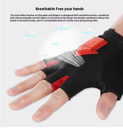 Guantes de Ciclismo Acolchados Cálidos de Medio Dedo Negro - Image 5