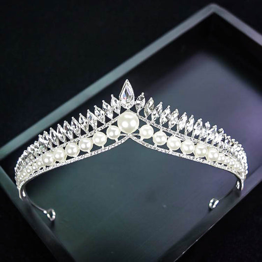 Corona de Novia con Perlas - Tiara Elegante Princesa para Novia e Influencers