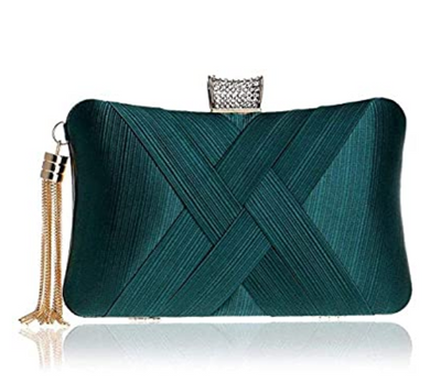 Bolso de Noche Elegante con Cierre Diamante Trenzado y Flecos Metálicos - Image 18