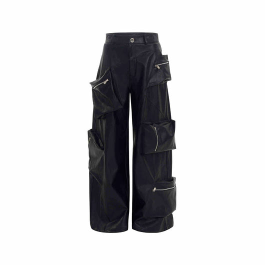 Pantalones de Cuero PU Negro Pesado para Hombre - Primavera - Image 11