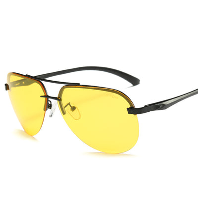 Rimless aviator sunglasses with orange mirrored polarized lenses and silver-toned metal temples on a white background. - Image 15