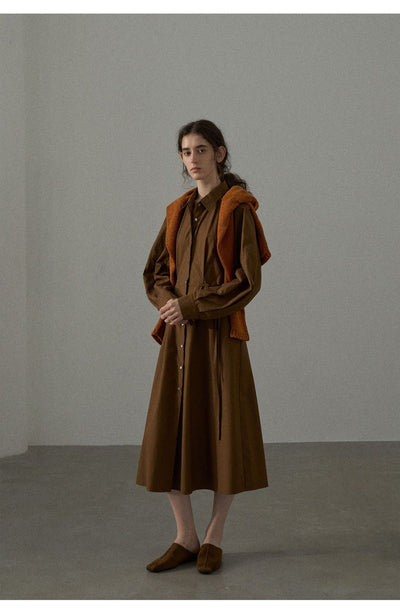 Vestido Camisero de Algodón con Mangas Curvas y Cintura Ajustada - Image 26