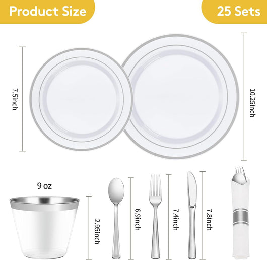 Juego de Vajilla Desechable Premium con Copa, Cubiertos y Plato Calado - Image 10