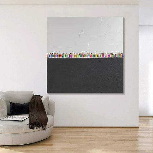 Cuadro Abstracto Moderno Pintado a Mano - Arte Texturizado en Acrílico y Óleo para Sala - Image 3
