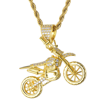 Dije Motociclista Hip Hop Chapado en Oro con Circonitas - Image 6